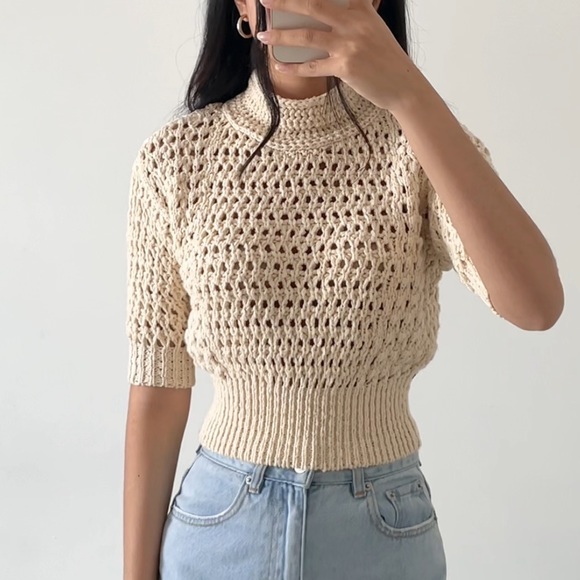 Astr Sweaters - New crochet knit short sleeve sweater